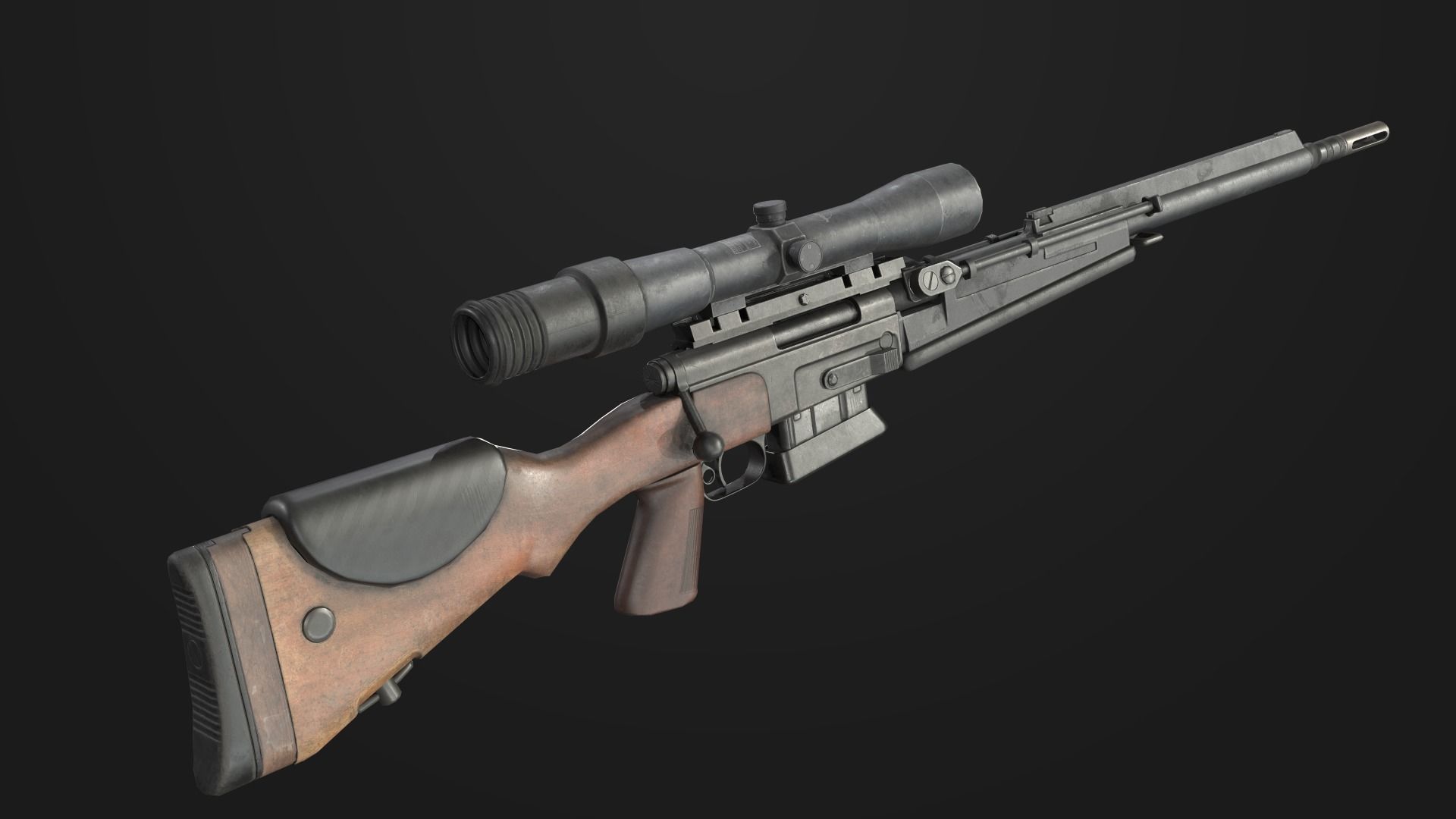 FR-F2 Sniper Rifle Low-poly 3D model_2