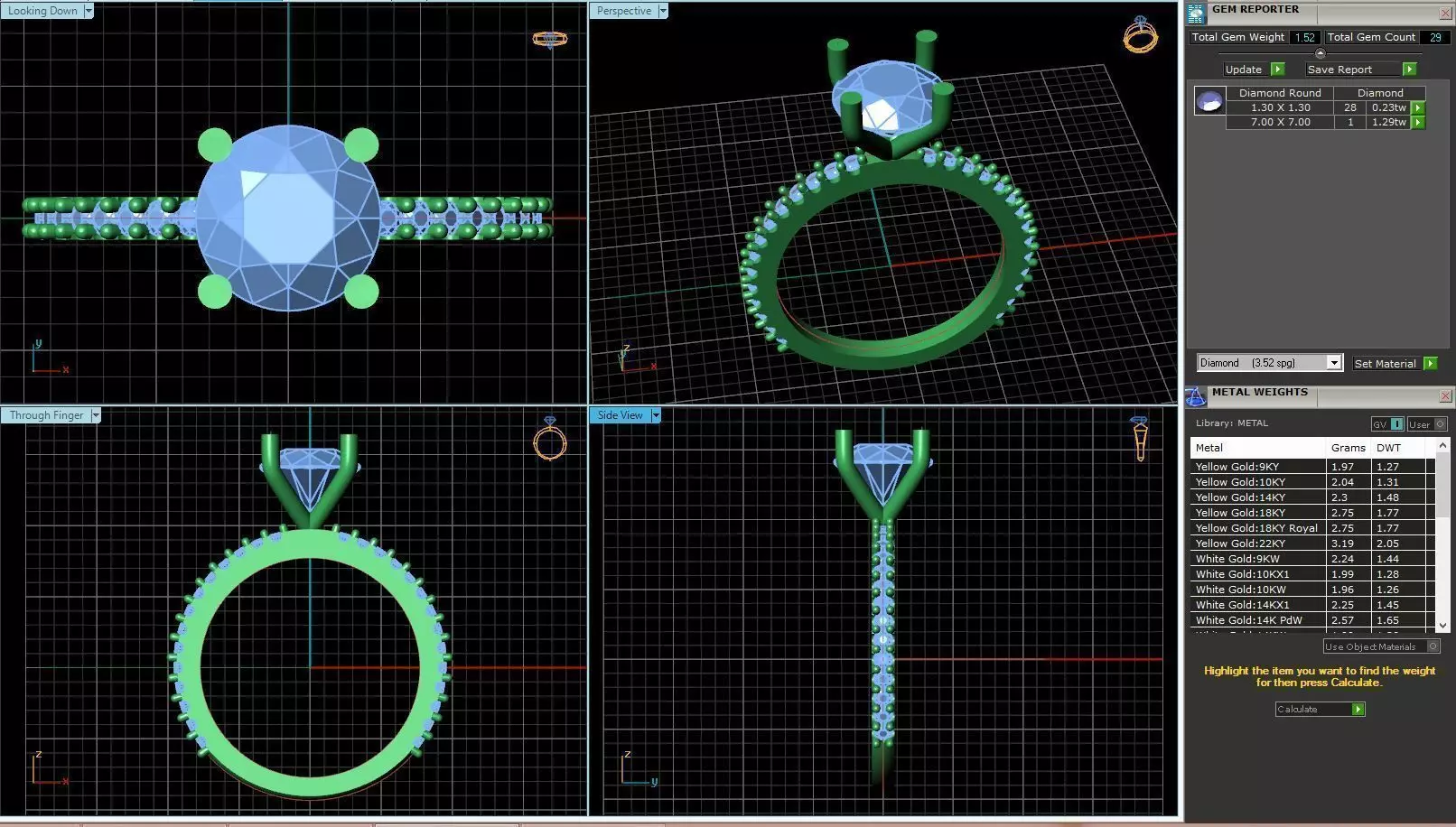 1472a diamond ring 3D print model_0