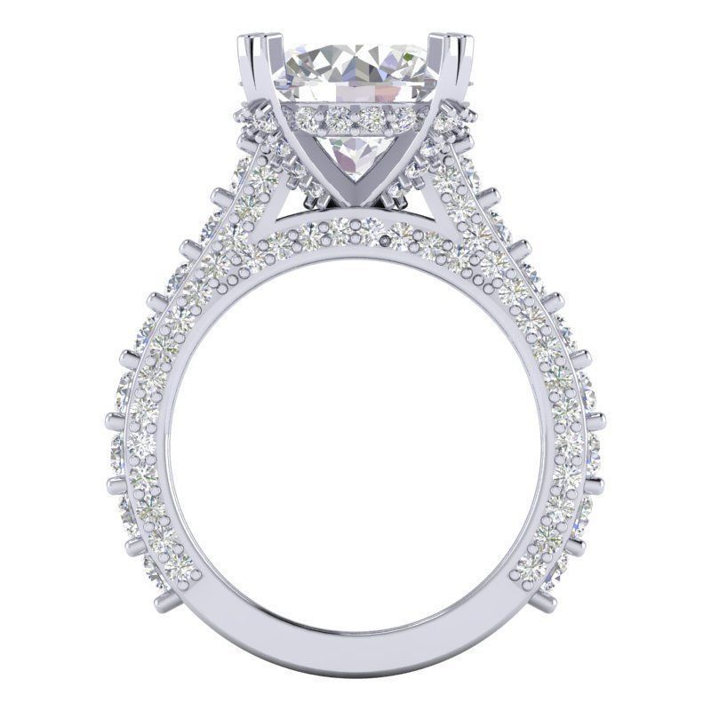 DER-1469a round brilliant cut diamond engagement ring in gold 3D print model_3