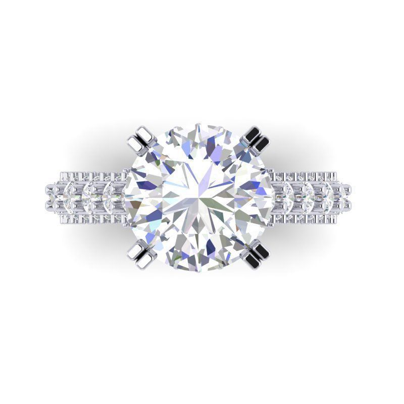 DER-1469a round brilliant cut diamond engagement ring in gold 3D print model_2