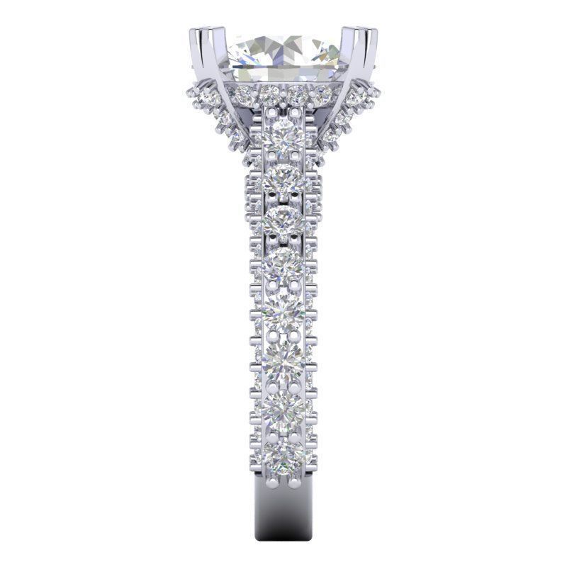 DER-1469a round brilliant cut diamond engagement ring in gold 3D print model_4