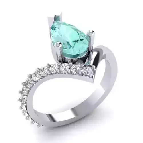1466a pear shaped aquamarine and diamond ring 3D print model