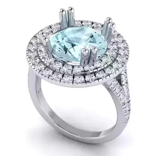 1456a aquamarine halo engagement ring 3D print model