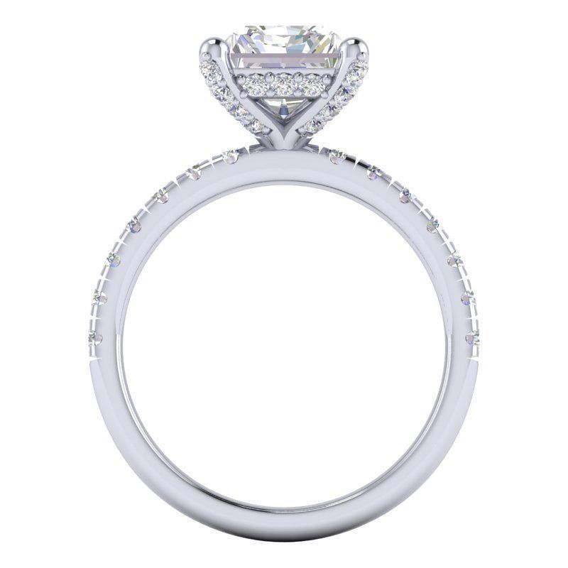 DER-1454a engagement ring with cushion cut diamond 3D print model_2