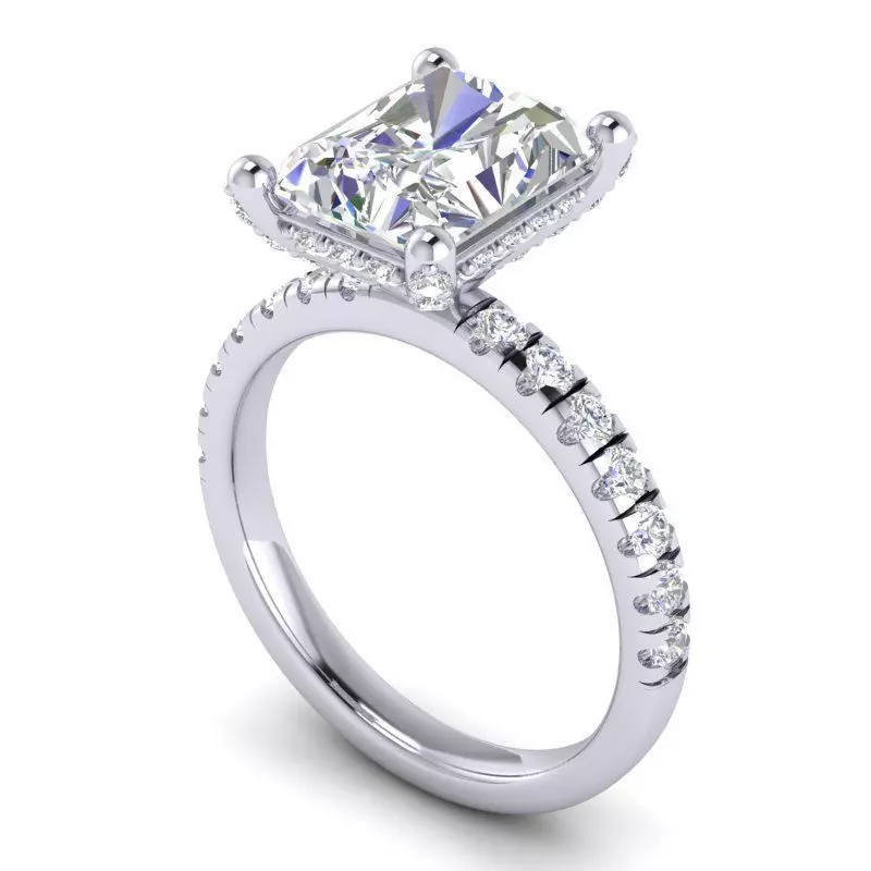 DER-1454a engagement ring with cushion cut diamond 3D print model_0