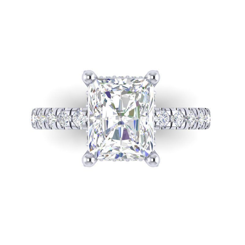 DER-1454a engagement ring with cushion cut diamond 3D print model_1