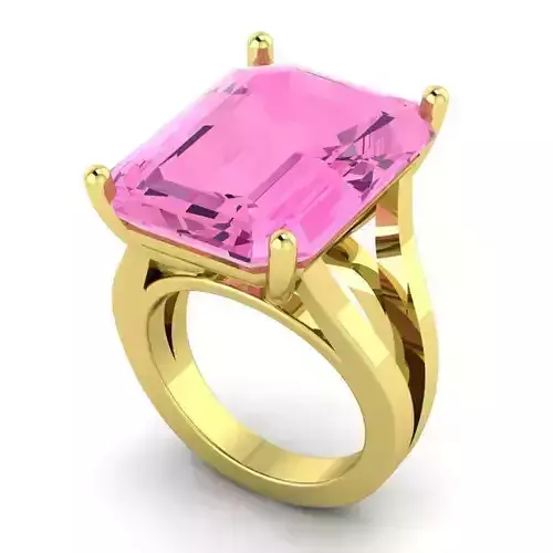 1447a emerald cut topaz ring gold 3D print model