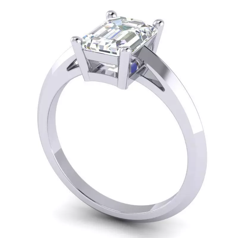 14451 emerald cut diamond solitaire engagement ring 3D print model_0