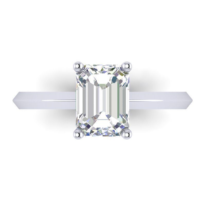 14451 emerald cut diamond solitaire engagement ring 3D print model_1
