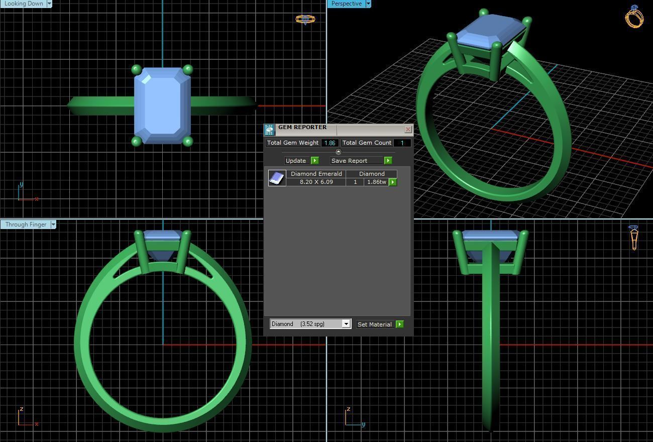 14451 emerald cut diamond solitaire engagement ring 3D print model_4
