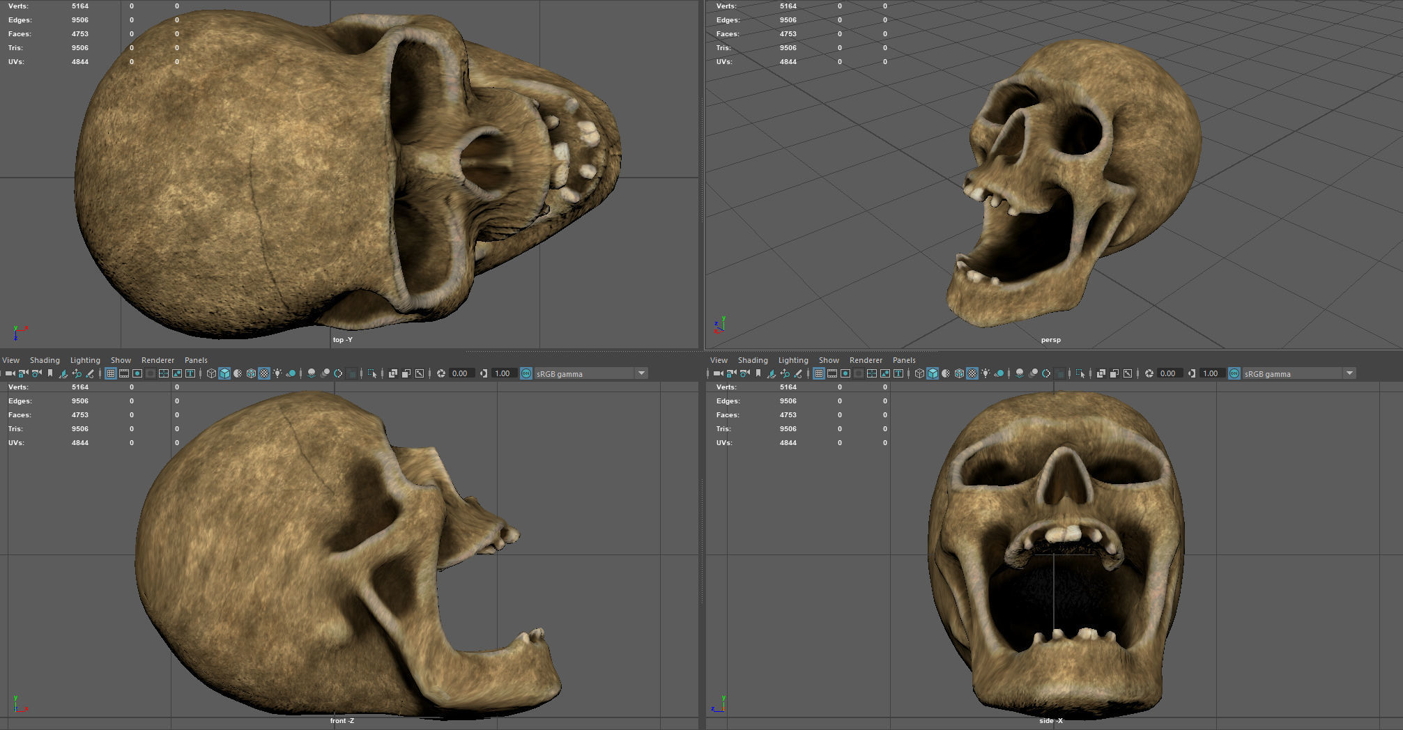 Skull Low poly Low-poly 3D model_4