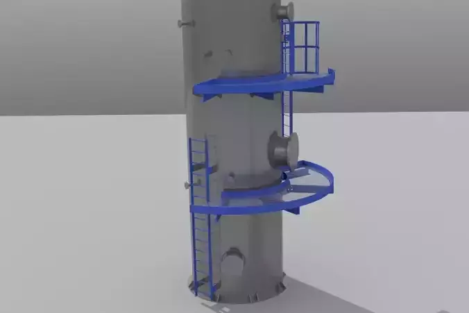 Industrial Equipment Vessels Skid Crane and Piping