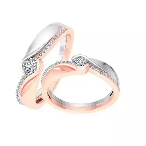 AL1ZE-C1-CB08 two diamond wedding rings in rose gold and gold