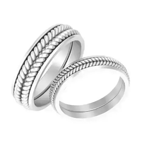 AL1ZE-C1-CB076 braided sterling silver wedding rings 3D print model