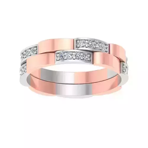 AL1ZE-C1-CB073 two diamond bands in rose gold and gold