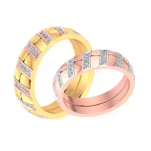 AL1ZE-C1-CB070 two gold and diamond wedding rings