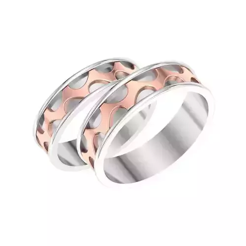 AL1ZE-C1-CB059 silver and rose gold wedding rings