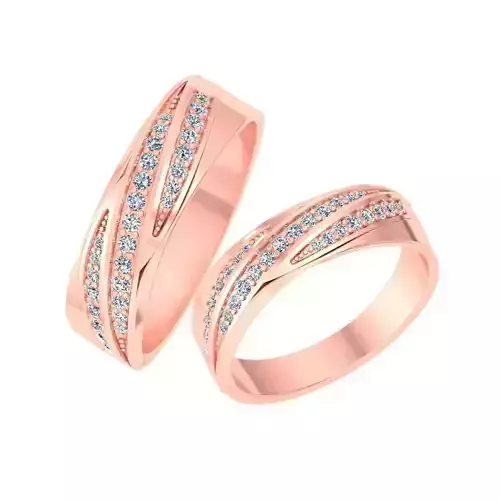 AL1ZE-C1-CB054 two rose gold wedding rings with diamonds