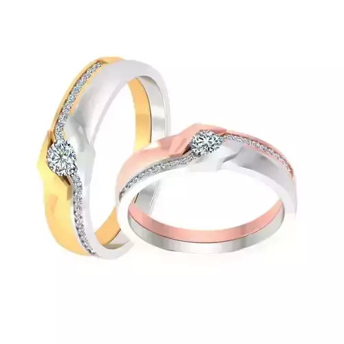 AL1ZE-C1-CB05 two gold and rose gold wedding rings with diamonds