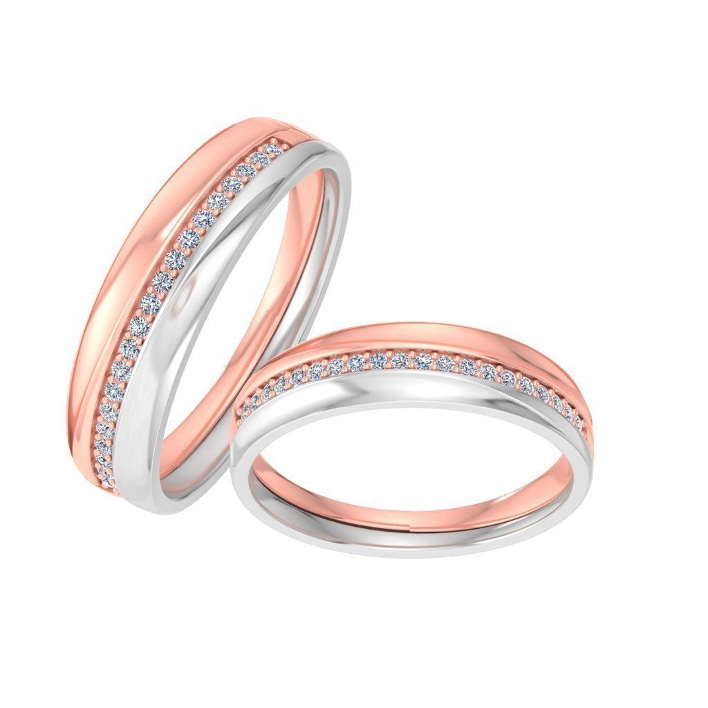 AL1ZE-C1-CB048-L two rose gold and gold wedding bands with di... 3D print model_2