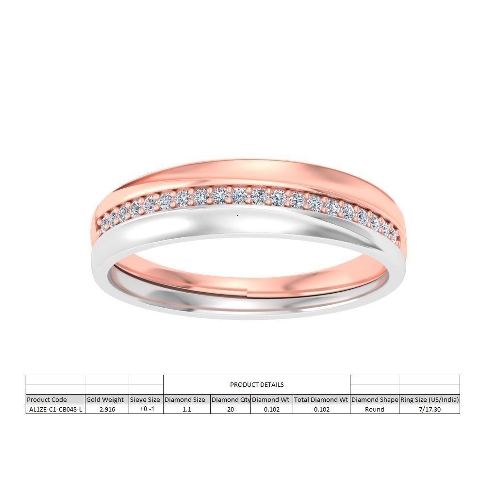 AL1ZE-C1-CB048-L two rose gold and gold wedding bands with di... 3D print model_1