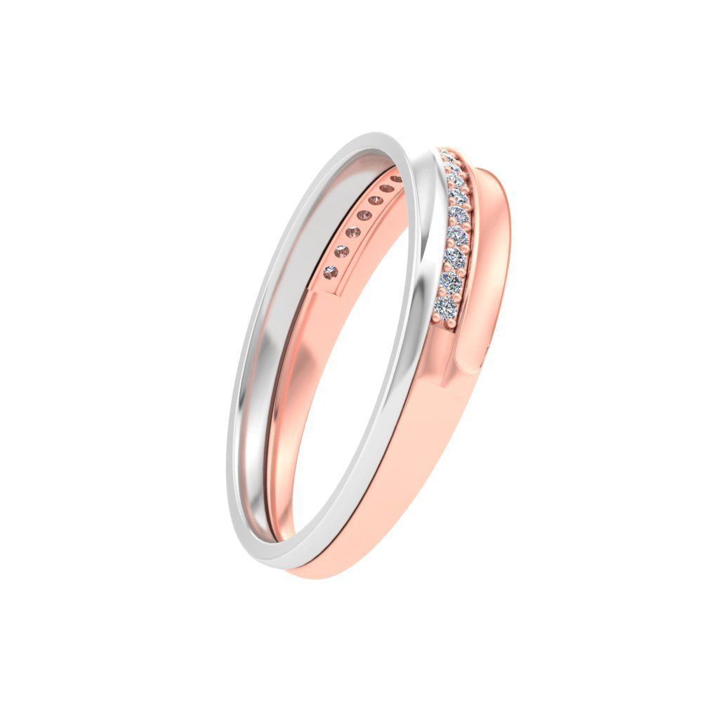 AL1ZE-C1-CB048-L two rose gold and gold wedding bands with di... 3D print model_4