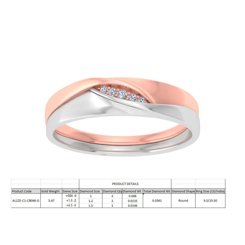 AL1ZE-C1-CB046-G two wedding rings with diamonds in rose and ... 3D print model_1