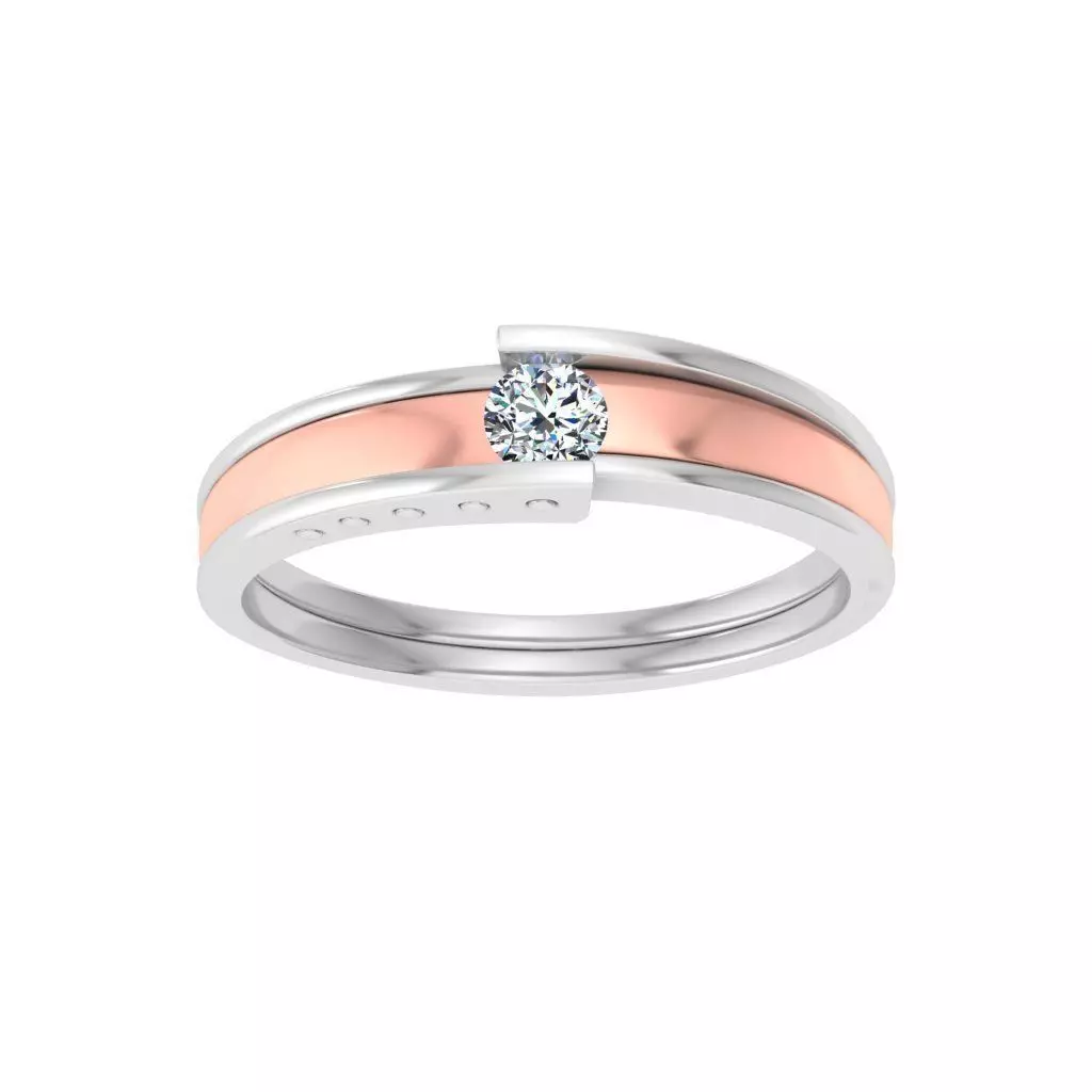 AL1ZE-C1-CB044-G two rose gold and gold wedding rings with di... 3D print model_0