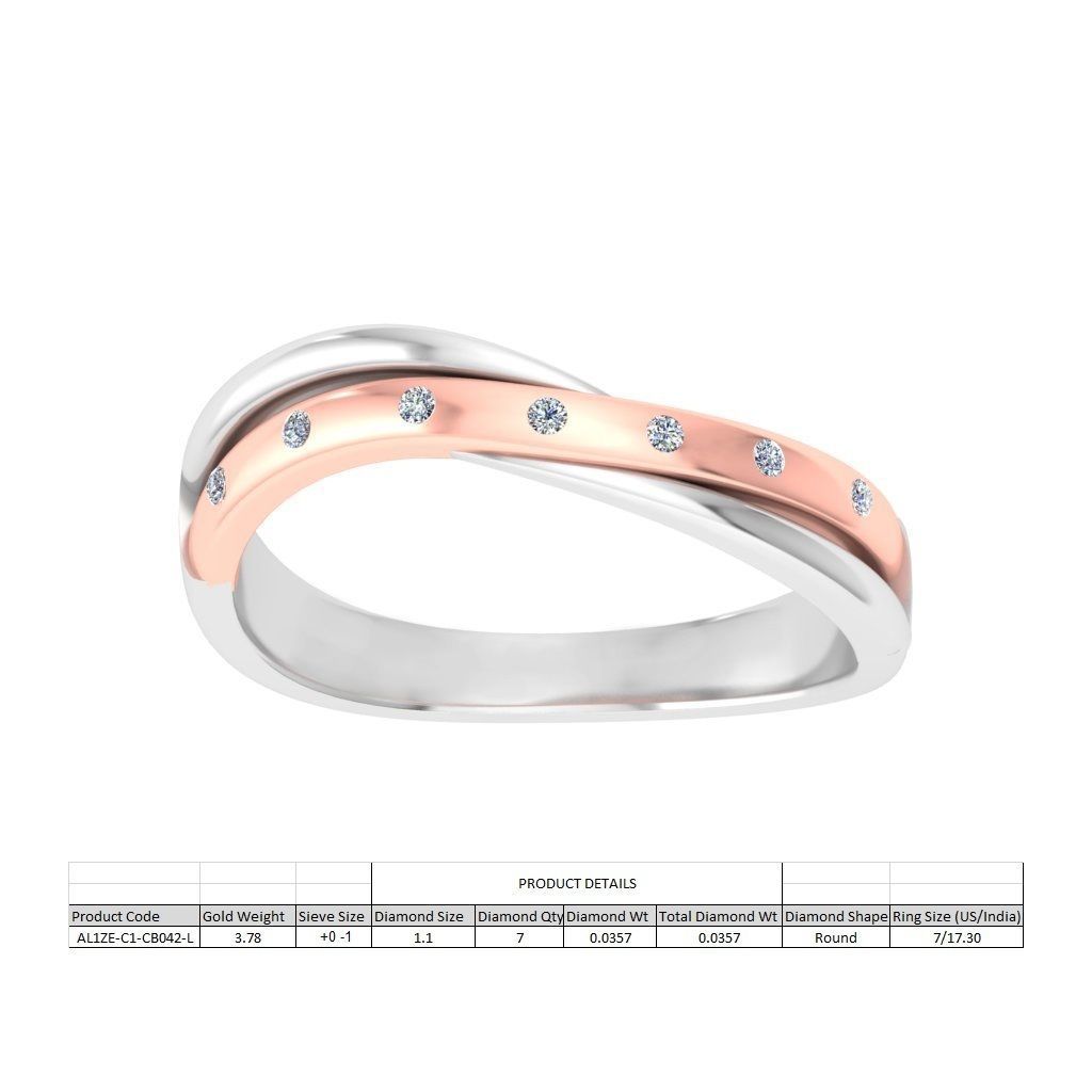 AL1ZE-C1-CB042-L two wedding rings with diamonds rose gold 3D print model_1