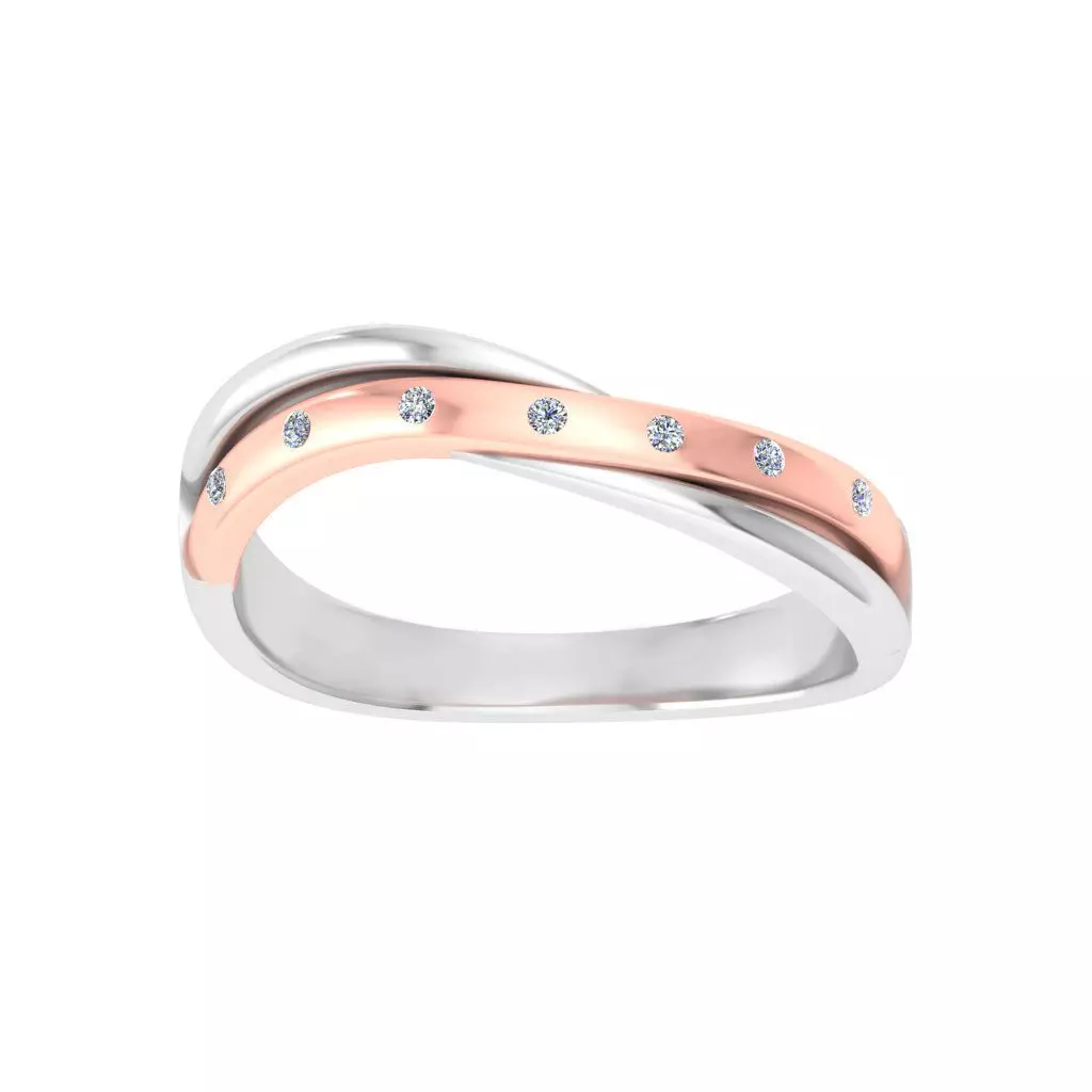 AL1ZE-C1-CB042-G two wedding rings with diamonds rose gold 3D print model_0