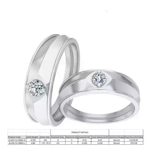 AL1ZE-C1-CB041 two wedding rings 3D print model