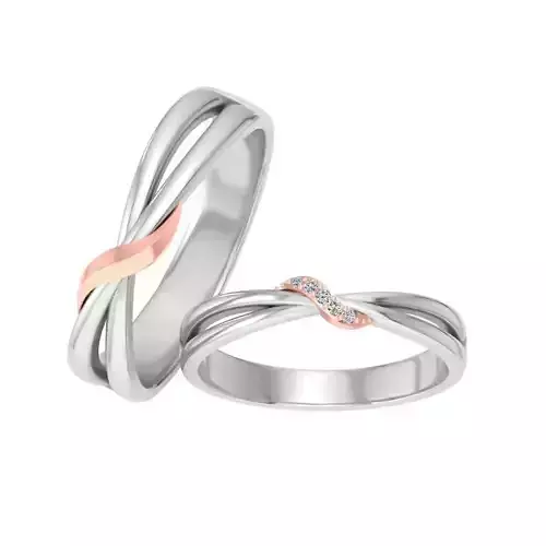 AL1ZE-C1-CB040 two silver and rose gold wedding rings with di... 3D print model