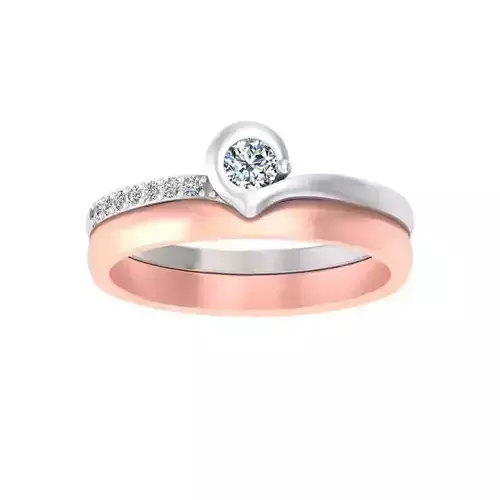 AL1ZE-C1-CB04-L two rose gold wedding rings with diamonds 3D print model