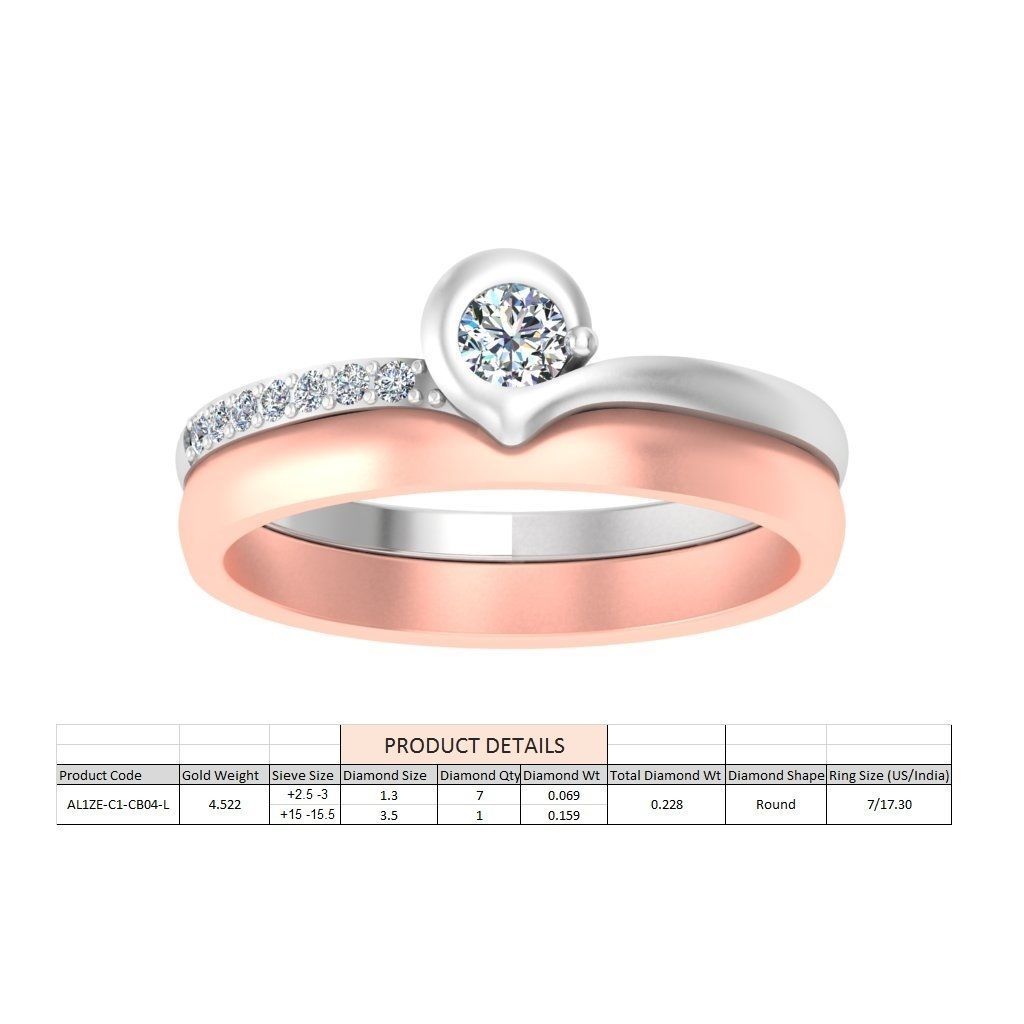 AL1ZE-C1-CB04-L two rose gold wedding rings with diamonds 3D print model_1