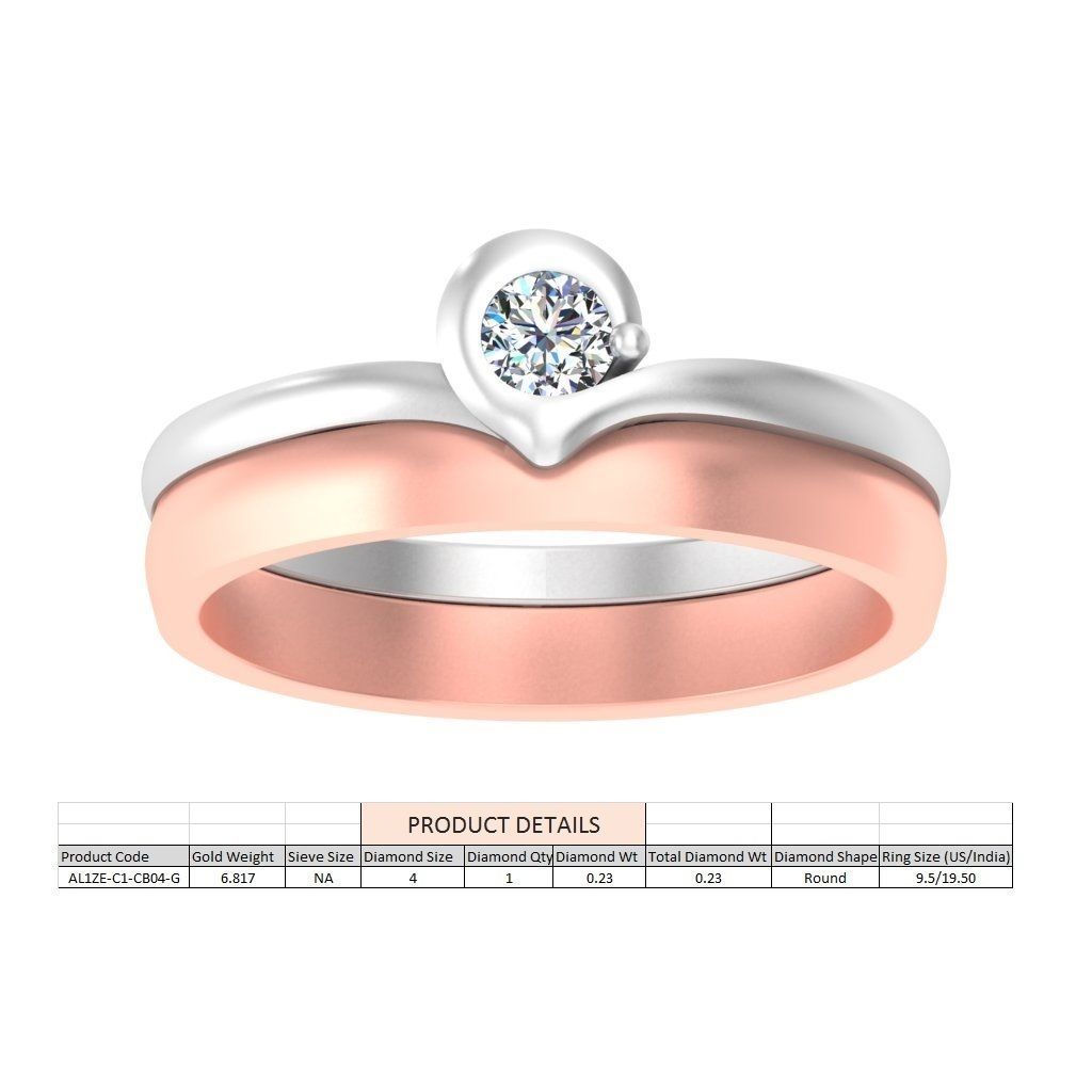 AL1ZE-C1-CB04-G two rose gold wedding rings with diamonds 3D print model_1