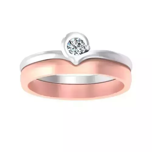 AL1ZE-C1-CB04-G two rose gold wedding rings with diamonds 3D print model