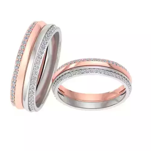 AL1ZE-C1-CB039 two diamond wedding bands in rose gold and gold 3D print model