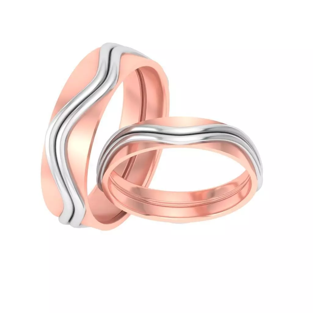 AL1ZE-C1-CB038 two rose gold and gold wedding rings 3D print model_0