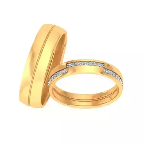 AL1ZE-C1-CB037 two gold wedding bands with diamonds 3D print model