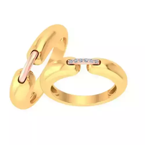 AL1ZE-C1-CB036 two gold ring set with diamonds 3D print model