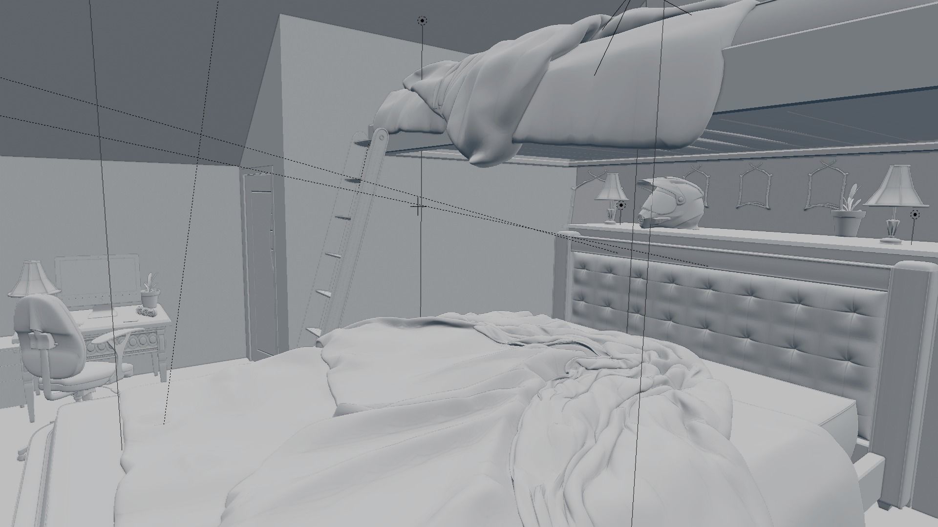 full bedroom scene  packed with alot of models  3D model_55