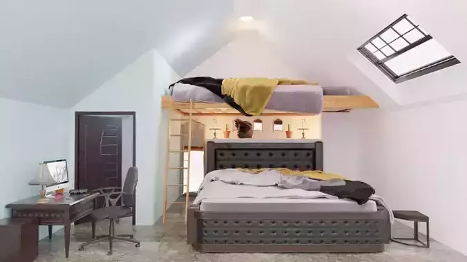 full bedroom scene  packed with alot of models 