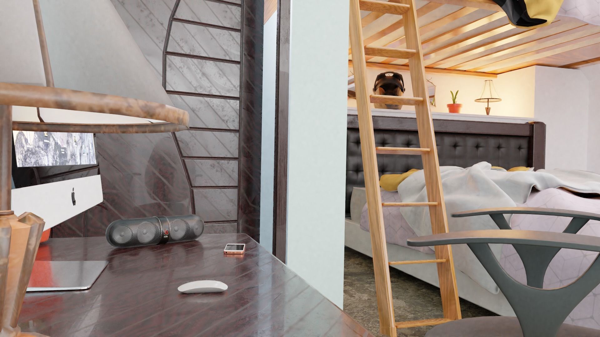 full bedroom scene  packed with alot of models  3D model_61