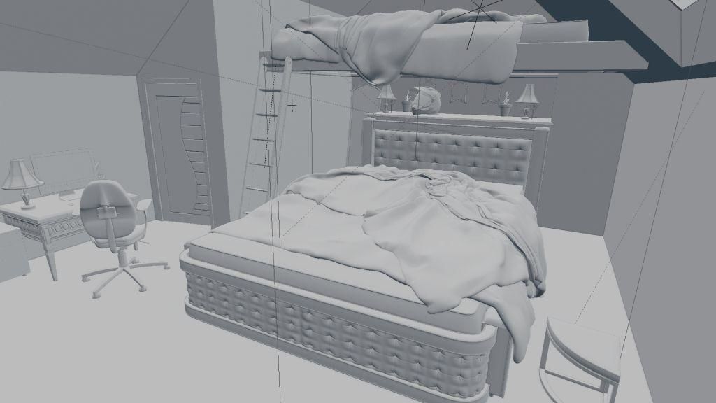 full bedroom scene  packed with alot of models  3D model_56