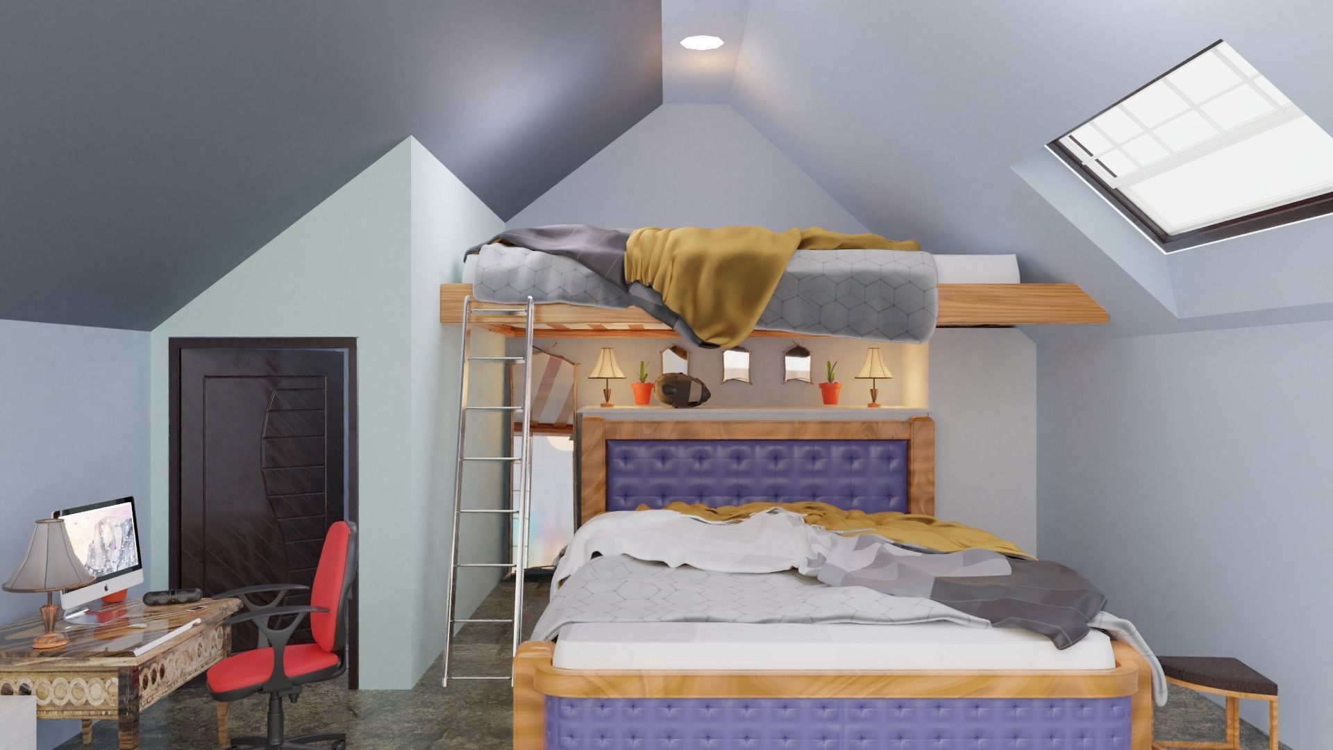 full bedroom scene  packed with alot of models  3D model_51