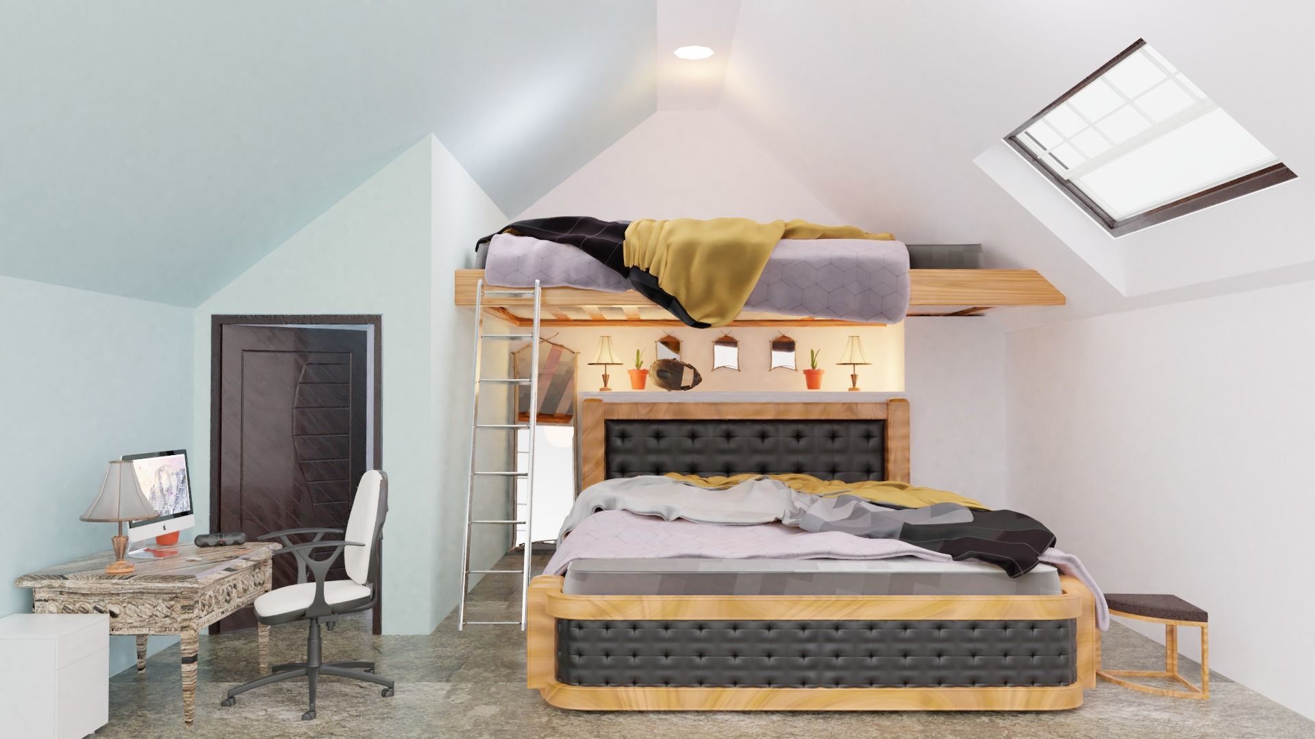 full bedroom scene  packed with alot of models  3D model_53