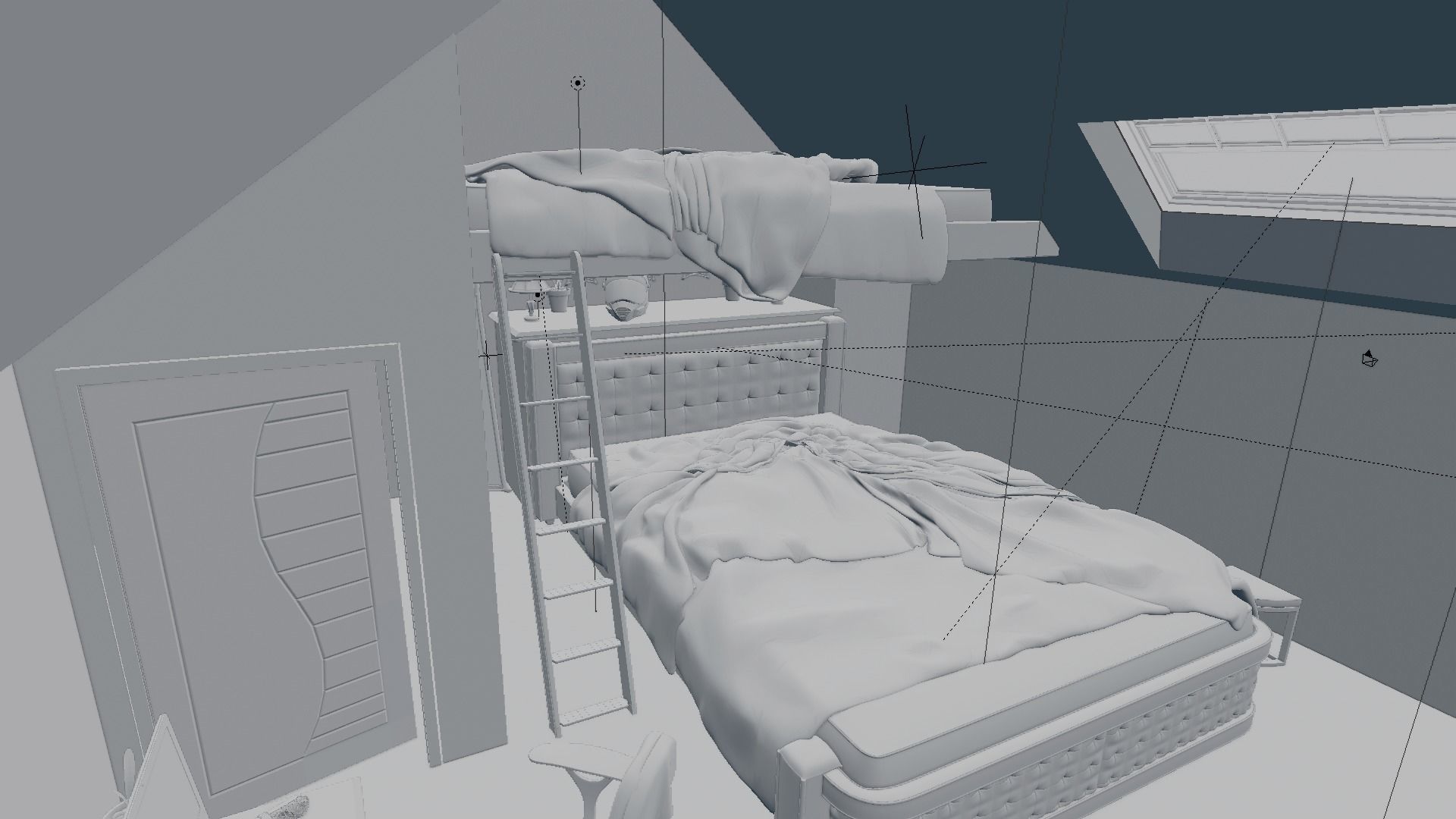 full bedroom scene  packed with alot of models  3D model_64