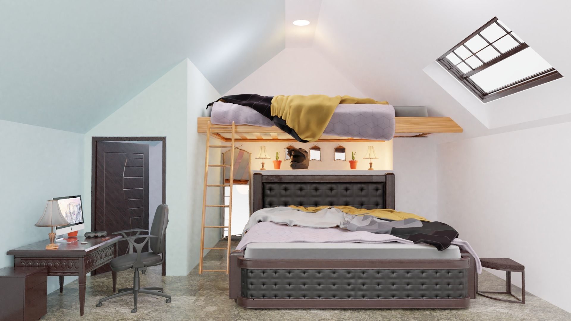 full bedroom scene  packed with alot of models  3D model_54