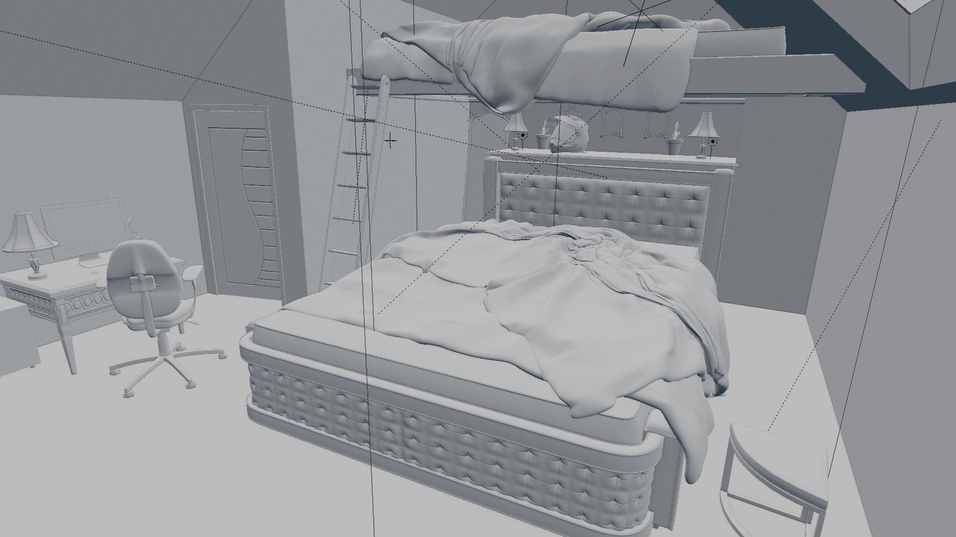 full bedroom scene  packed with alot of models  3D model_63