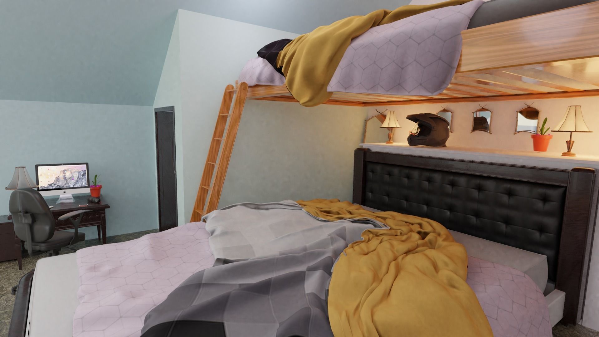 full bedroom scene  packed with alot of models  3D model_57